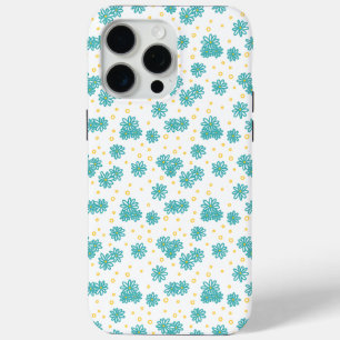 Daisies and Dots - Turquoise and Yellow iPhone 15 Pro Max Case