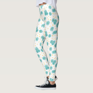 Daisies and Dots - Turquoise and Yellow Leggings