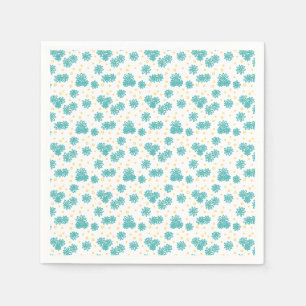 Daisies and Dots - Turquoise and Yellow  Napkin