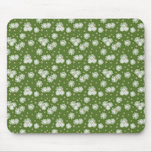 Daisies and Dots - White, Sand and Palm Green  Mouse Mat