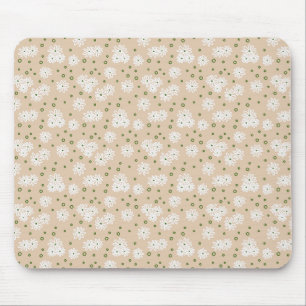 Daisies and Dots - White, Sand and Palm Green Mouse Mat