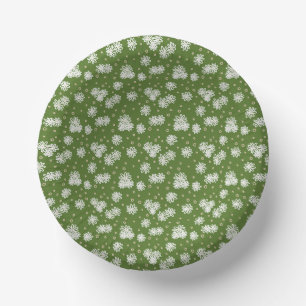 Daisies and Dots - White, Sand and Palm Green Paper Plate