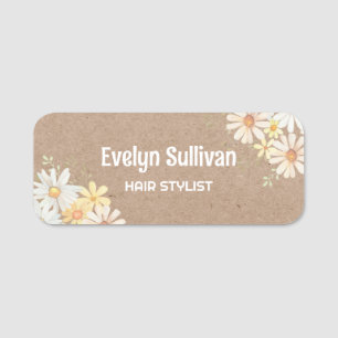 Daisies and faux Kraft paper Name Tag