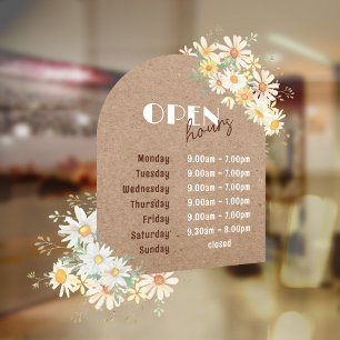 Daisies and Kraft Paper Arch Open Hours Window Cli Cling