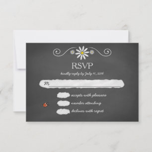 Daisies and Ladybugs Rustic Chalkboard RSVP