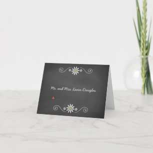 Daisies and Ladybugs Rustic Chalkboard Thank You