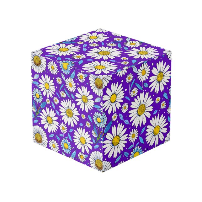 Daisies and Leaves Cube (Front Angled)