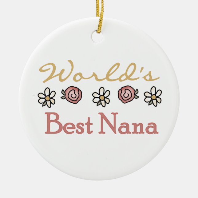 Daisies and Roses Best Nana Gifts Ceramic Tree Decoration (Front)