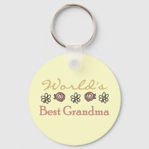Daisies and Roses World Best Grandma Key Ring