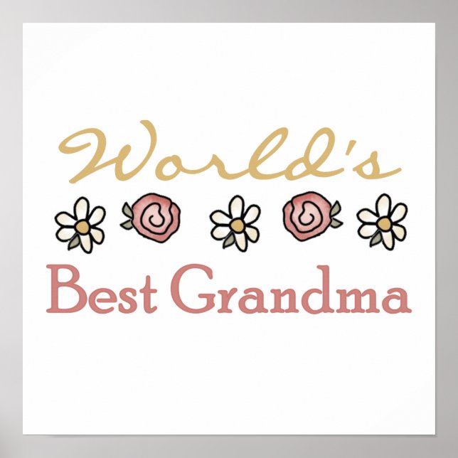 Daisies and Roses World's Best Grandma Gifts Poster (Front)