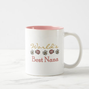 Daisies and Roses World's Best Nana Tshirts Two-Tone Coffee Mug