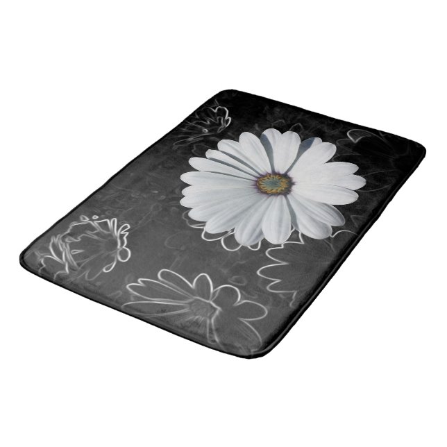 Daisies and shades of grey bath mat (Angled)