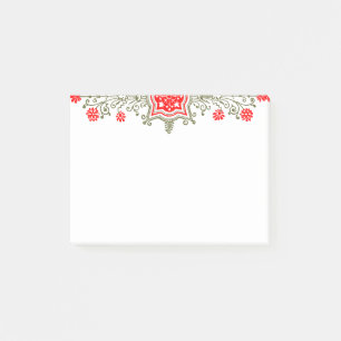Daisies and Shield Red Gold Floral Art Stickies Post-it Notes