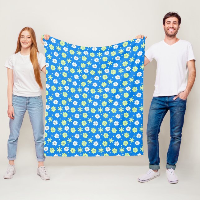 Daisies and Stars Fleece Blanket (In Situ)