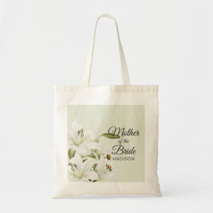 Daisies And White Lilies Light Green Background Tote Bag