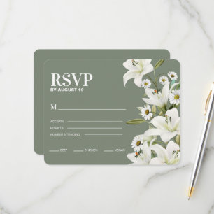 Daisies And White Lilies RSVP Card