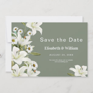 Daisies And White Lilies Save The Date