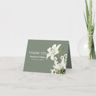 Daisies And White Lilies Thank You Card