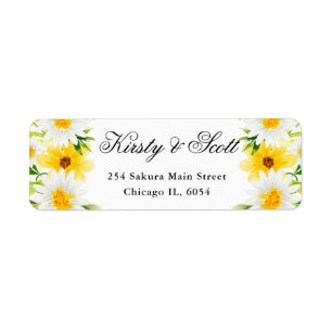 Daisies and Yellow Flowers Wedding address