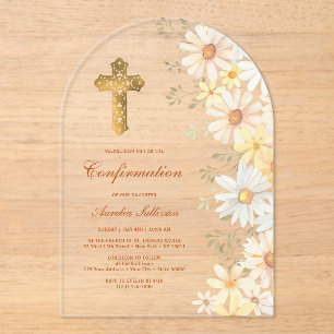 Daisies Arch Confirmation Acrylic Invitations