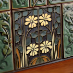 Daisies Art Deco Floral Wall Decor Art Nouveau Tile<br><div class="desc">Welcome to CreaTile! Here you will find handmade tile designs that I have personally crafted and vintage ceramic and porcelain clay tiles, whether stained or natural. I love to design tile and ceramic products, hoping to give you a way to transform your home into something you enjoy visiting again and...</div>