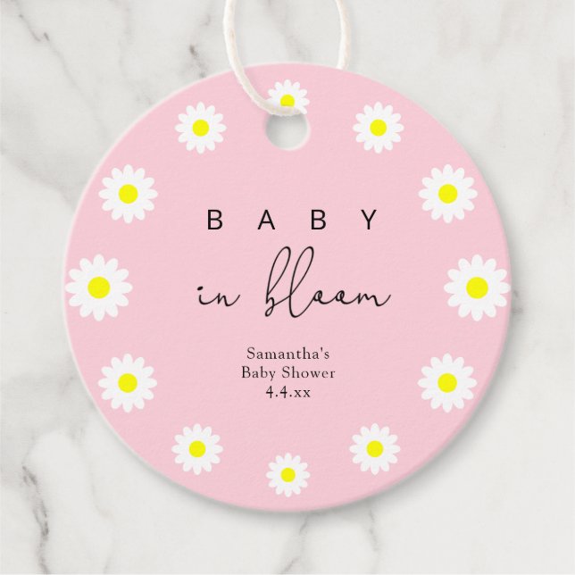 Daisies - Baby in bloom favour tags (Front)