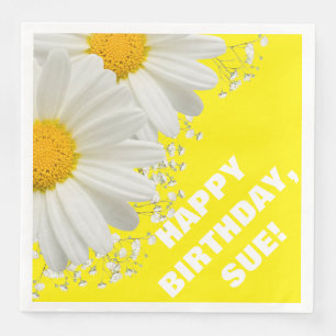 Daisies & Baby's Breath Customisable Bright Yellow Napkin