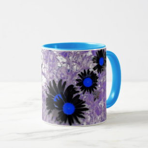 daisies black and blue mug