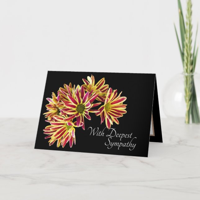 Daisies Black Background Sympathy Card (Front)
