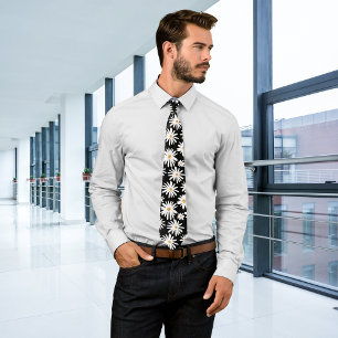 Daisies Black Personalise Initial  Tie