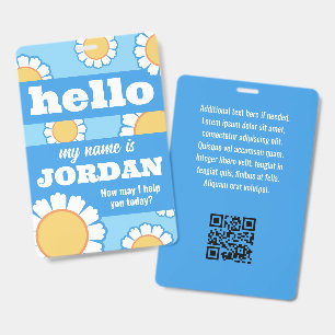 Daisies Blue Hello My Name Is How May I Help ID Badge