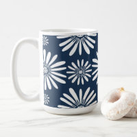 Daisies Blue White Floral Pattern