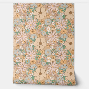 DAISIES BOHO FLOWERS SEAMLESS WALLPAPER