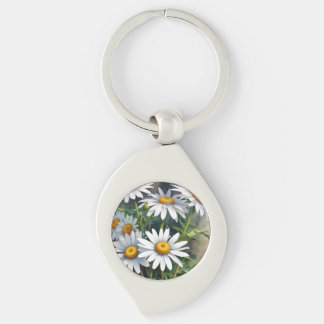 Daisies Bunch of Flowers Elegant Watercolor Key Ring