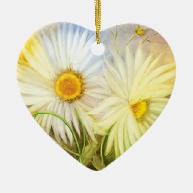 Daisies Ceramic Tree Decoration (Front)