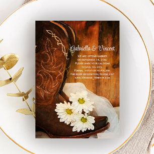 Daisies Cowboy Boots Country Wedding Save the Date