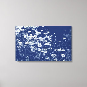 Daisies - Cyanotype Effect Canvas Print