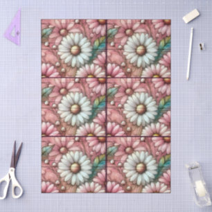 Daisies Daisy Pastel Pink White Floral Decoupage Tissue Paper