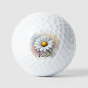 Daisies Daisy White Flowers Watercolor Botanical Golf Balls
