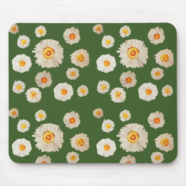 Daisies Drawing Mousepad, Daisy pattern Mouse Mat (Front)