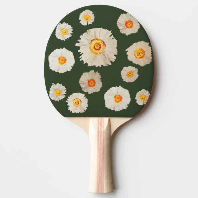 Daisies Drawing Ping Pong Paddle, Red Rubber Back Paddle (Front)
