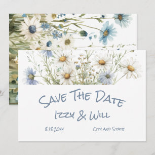 Daisies & Faded Denim Rustic Wedding Save The Date