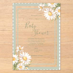 Daisies Floral Elegant Baby Shower Acrylic Invitations