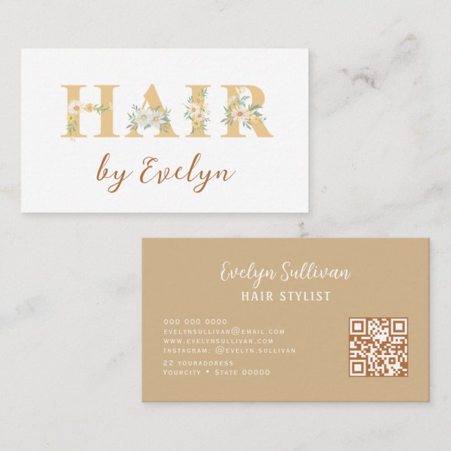 Daisies Floral Letters Hair Business Card (Front/Back)