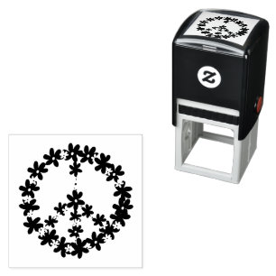 Daisies Floral Peace Sign   Self-inking Stamp