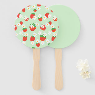 Daisies Flower Floral strawberry Pattern Xmas  Hand Fan