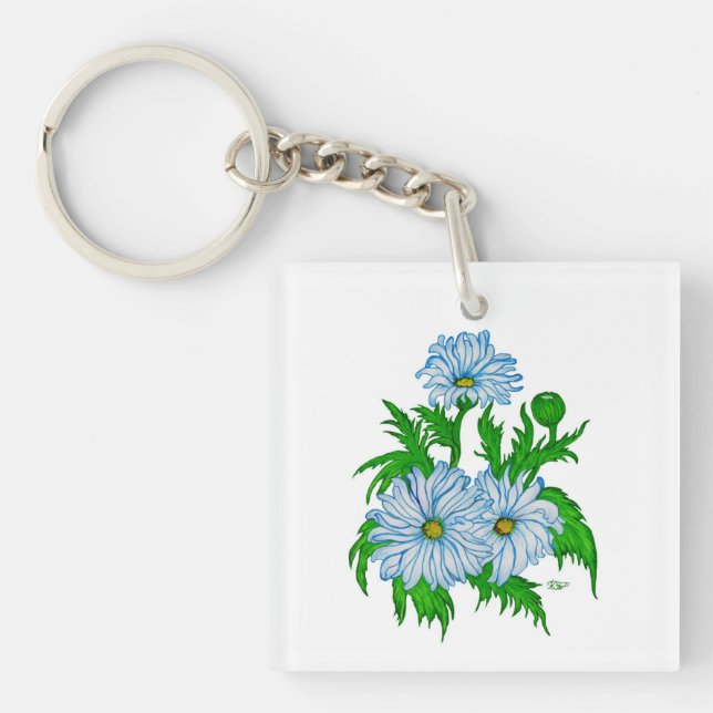 Daisies flowers key ring (Front)