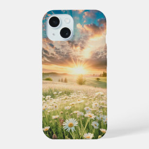 Daisies Flowers Meadow Sunrise iPhone 15 Case