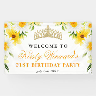 Daisies Flowers Welcome Birthday Party Banner