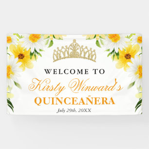 Daisies Flowers Welcome Quinceanera Banner